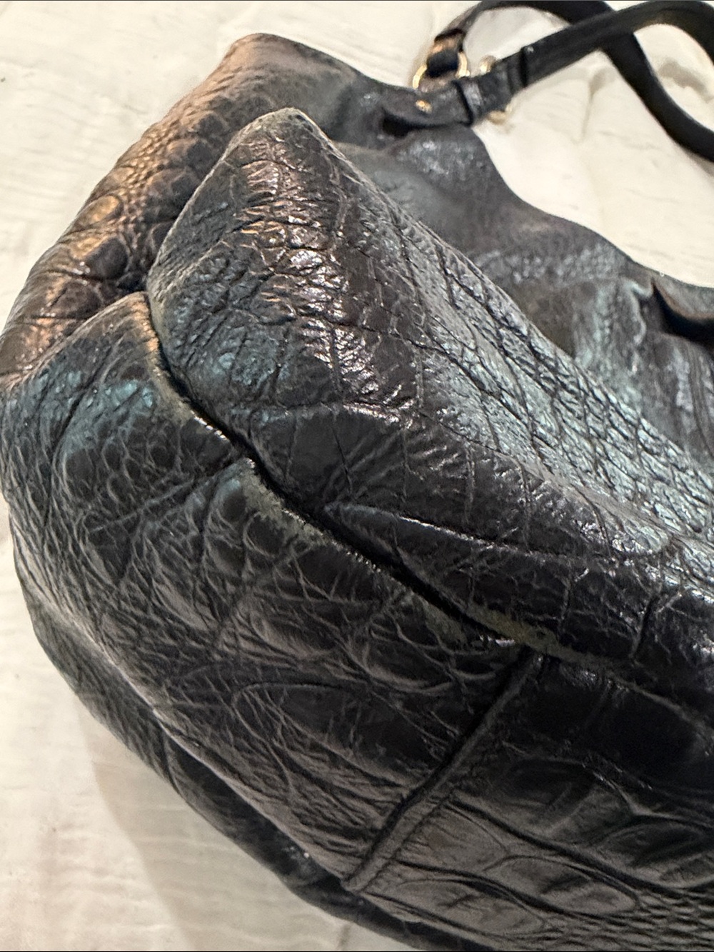 Brahmin Black Croc-Embossed Shoulder Tote - Picture 7 of 11